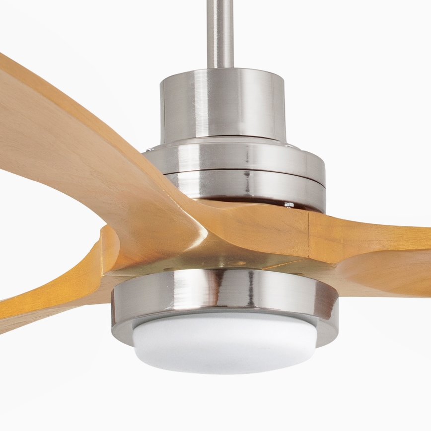 FARO 33560DC - Ventilador de techo LED LANTAU LED/15W/230V madera/cromo Ø 132 cm + control remoto