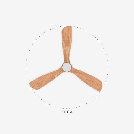 FARO 33560DC - Ventilador de techo LED LANTAU LED/15W/230V madera/cromo Ø 132 cm + control remoto