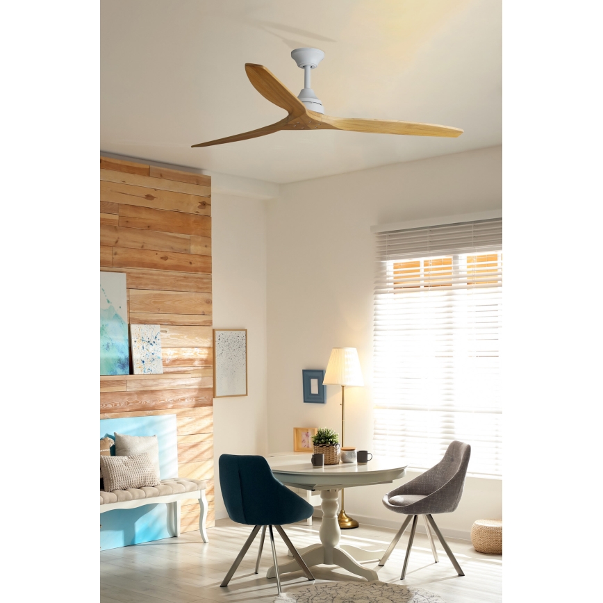 FARO 33728DC - Ventilador de techo ALO L madera/blanco d. 152 cm + control remoto