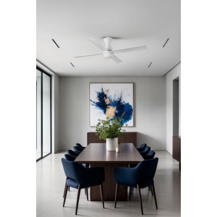 FARO 33756WT - Ventilador de techo LED FRASER XL LED/16W/230V blanco diá. 120 cm Wi-Fi Tuya + control remoto