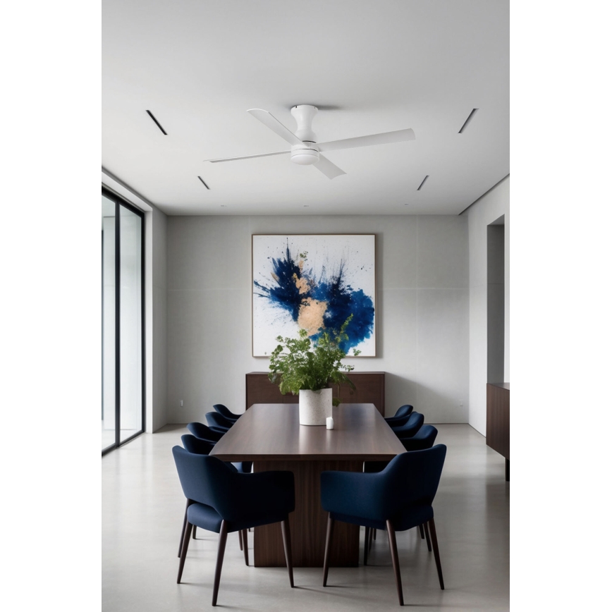 FARO 33756WT - Ventilador de techo LED FRASER XL LED/16W/230V blanco diá. 120 cm Wi-Fi Tuya + control remoto