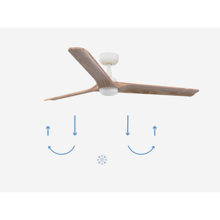 FARO 33810-1TW - Ventilador de techo LED regulable HEYWOOD L LED/10W/230V 2700/4000/6000K madera/blanco diá. 132 cm + control remoto