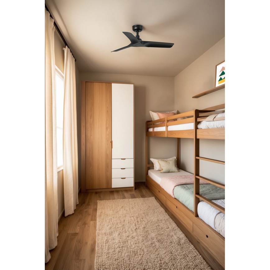 FARO 33825WP - Ventilador de techo HEY S negro diá. 90 cm SMART + control remoto