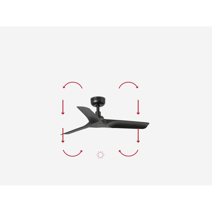 FARO 33825WP - Ventilador de techo HEY S negro diá. 90 cm SMART + control remoto