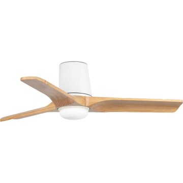 FARO 33836-1TW - Ventilador de techo LED regulable HEYWOOD TUB S LED/10W/230V 2700/4000/6000K pino/blanco diá. 90 cm + control remoto