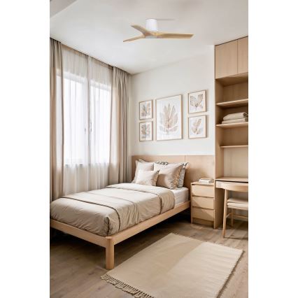FARO 33836WT - Ventilador de techo HEYWOOD TUB S pino/blanco diá. 90 cm Wi-Fi Tuya + control remoto