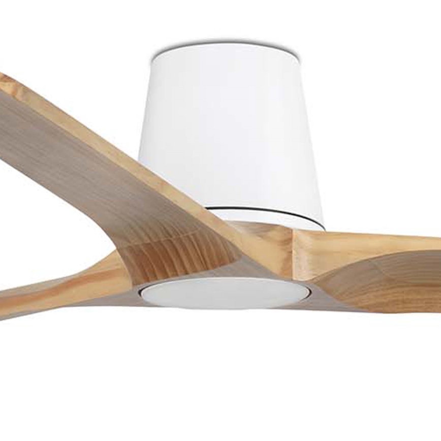 FARO 33838WT - Ventilador de techo HEYWOOD TUB L pino/blanco diá. 132 cm Wi-Fi Tuya + control remoto
