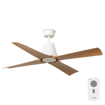 FARO 34105 - Ventilador de techo TYPHOON M marrón/blanco Ø 130 cm IP44 + mando a distancia