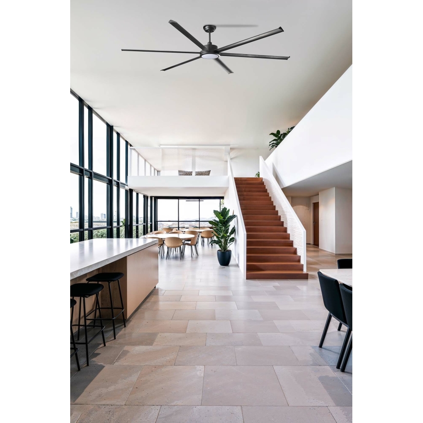 FARO 34207-130 - Ventilador de techo LED regulable ROTTERDAM XXL LED/32W/230V negro diá. 250 cm + control remoto