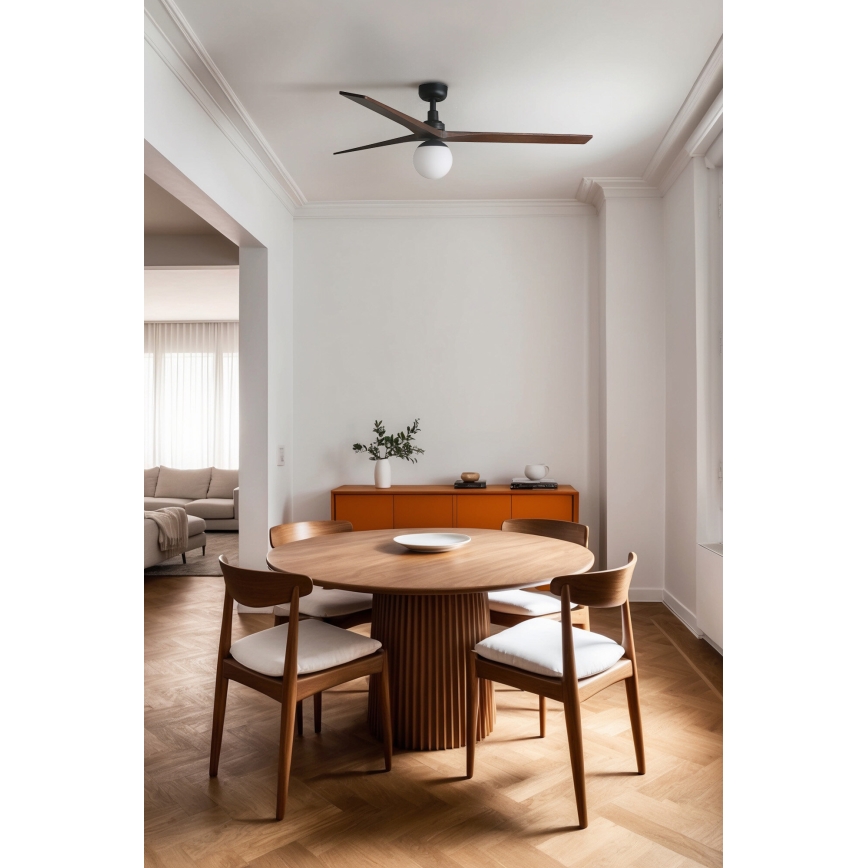 FARO 34276-11L - Ventilador de techo KLIM L 1xE27/15W/230V madera/negro diá. 150 cm + control remoto