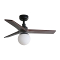 FARO 34278-11L - Ventilador de techo KLIM S 1xE27/15W/230V madera/negro diá. 92,5 cm + control remoto