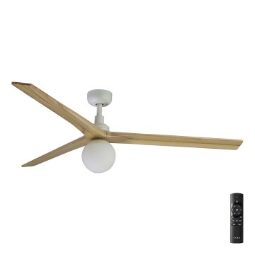 FARO 34279-11L - Ventilador de techo KLIM L 1xE27/15W/230V madera/blanco diá. 150 cm + control remoto