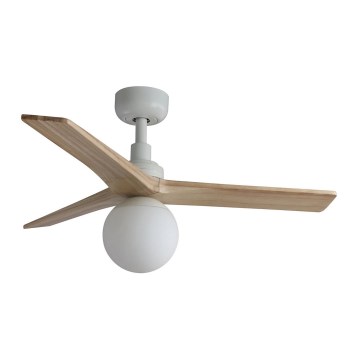 FARO 34281-11L - Ventilador de techo KLIM S 1xE27/15W/230V madera/blanco diá. 92,5 cm + control remoto
