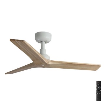 FARO 34281 - Ventilador de techo KLIM S marrón/blanco diá. 92,5 cm + control remoto