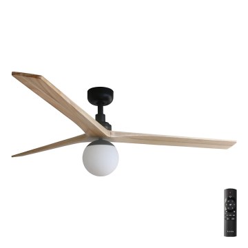 FARO 34282-11L - Ventilador de techo KLIM L 1xE27/15W/230V madera/negro diá. 150 cm + control remoto
