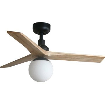 FARO 34284WT-11L - Ventilador de techo KLIM S 1xE27/15W/230V pino/negro diá. 92,5 cm Wi-Fi Tuya + control remoto