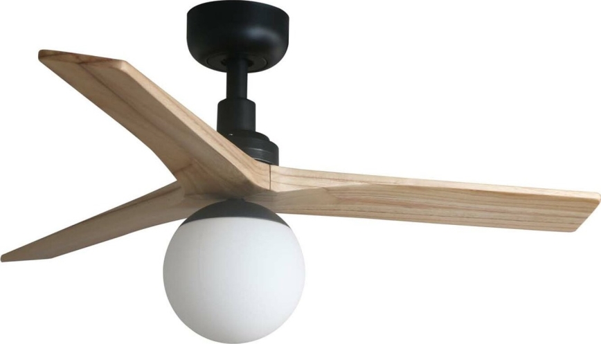 FARO 34284WT-11L - Ventilador de techo KLIM S 1xE27/15W/230V pino/negro diá. 92,5 cm Wi-Fi Tuya + control remoto