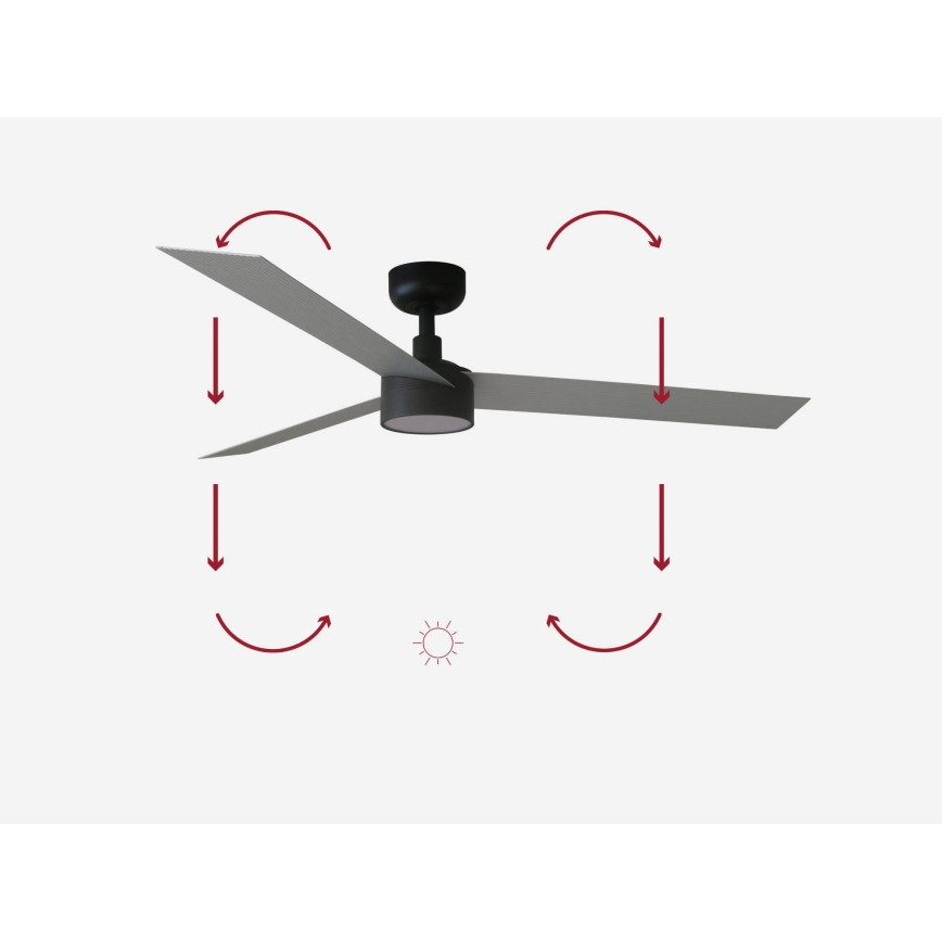 FARO 34286-1TW - Ventilador de techo LED regulable CRUISER L LED/18W/230V 2700/4000/6500K d. 132 cm negro/gris + control remoto