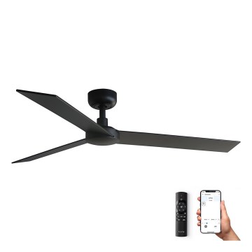 FARO 34298WP - Ventilador de techo RUDDER L negro diá. 132 cm SMART + control remoto