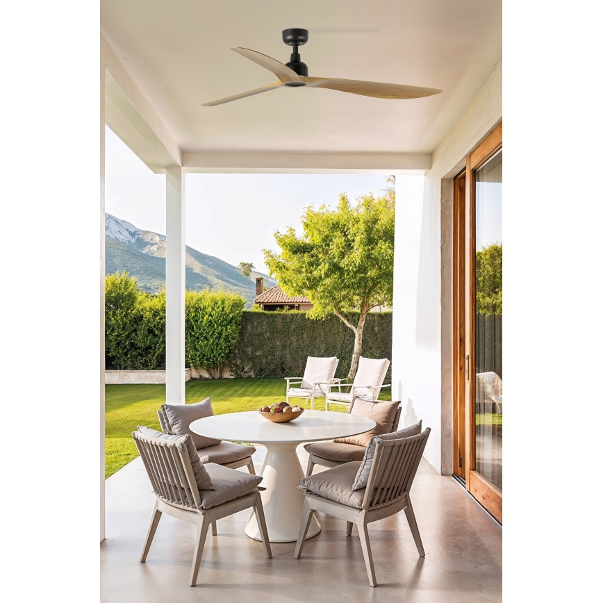 FARO 34360 - Ventilador de techo OUTWOOD L marrón/negro diá. 150 cm IP44 + control remoto