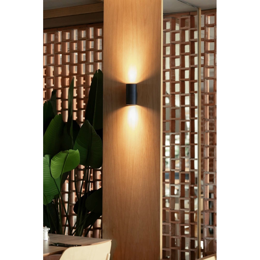 FARO 40543 - Aplique SOLE 2xGU10/8W/230V negro festoneado redondeado