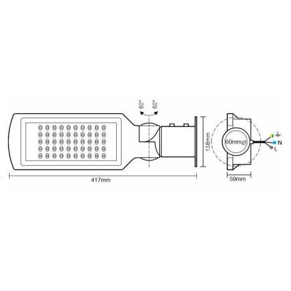 Farola LED con sensor LED/50W/170-400V IP65