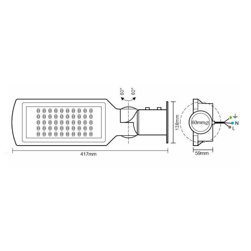 Farola LED con sensor LED/50W/170-400V IP65