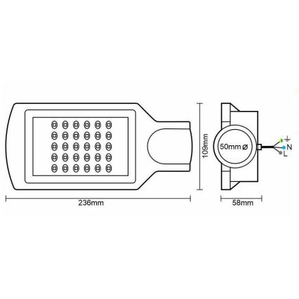 Farola LED LED/30W/170-400V IP67