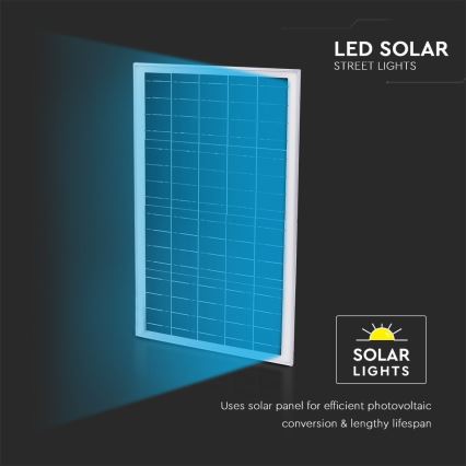 Farola solar LED regulable SAMSUNG CHIP LED/50W/6,4V 6000K IP65 30000 mAh + mando a distancia