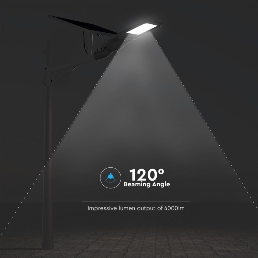 Farola solar LED regulable SAMSUNG CHIP LED/50W/6,4V 6000K IP65 30000 mAh + mando a distancia