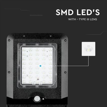 Farola solar LED con sensor LED/15W/7,4V 4000K IP65 10800 mAh
