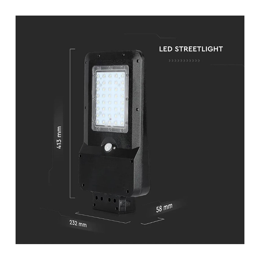 Farola solar LED con sensor LED/15W/7,4V 4000K IP65 10800 mAh