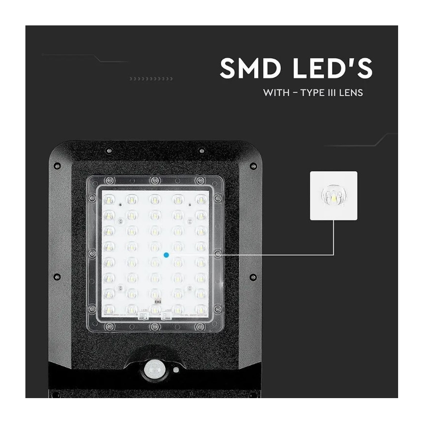 Farola solar LED con sensor LED/15W/7,4V 6000K IP65 10800 mAh