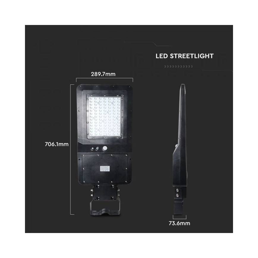 Farola solar LED con sensor LED/40W/9,6V IP65 6000K + control remoto