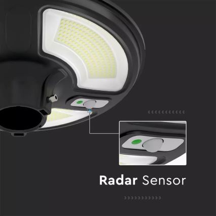 Farola solar LED con sensor LED/7,5W/3,2V IP65 4000K 15000 mAh + control remoto