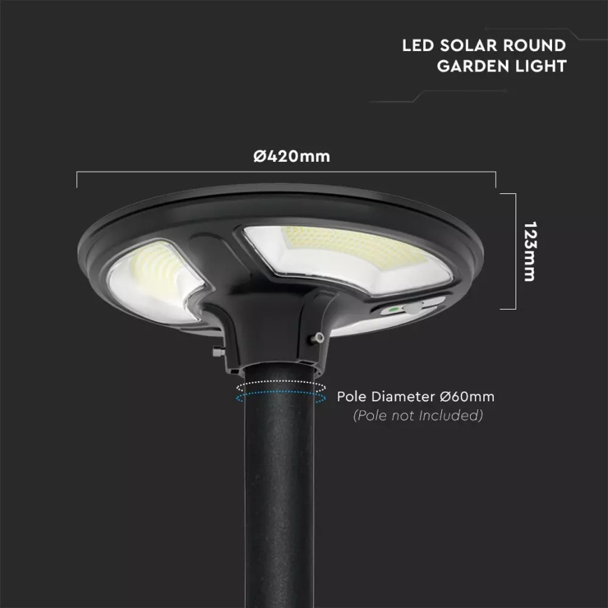 Farola solar LED con sensor LED/7,5W/3,2V IP65 4000K 15000 mAh + control remoto