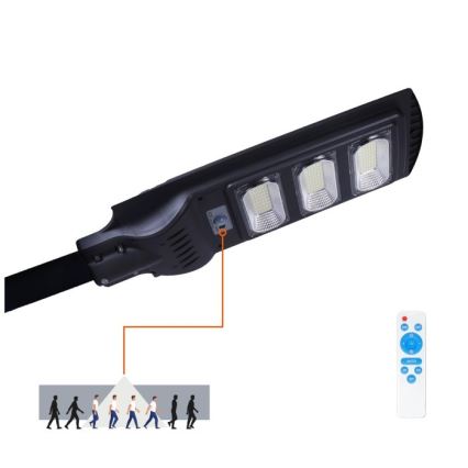 Farola solar LED regulable con sensor de movimiento y crepuscular URBI LED/8W/3,2V 6500K IP54 + control remoto