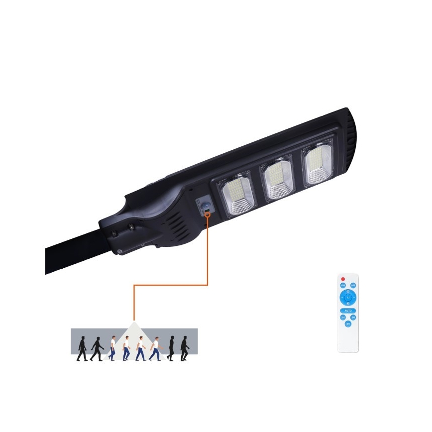Farola solar LED regulable con sensor de movimiento y crepuscular URBI LED/8W/3,2V 6500K IP54 + control remoto