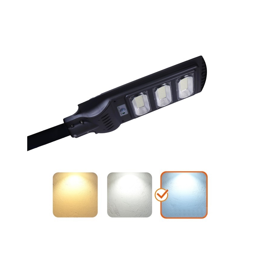 Farola solar LED regulable con sensor de movimiento y crepuscular URBI LED/8W/3,2V 6500K IP54 + control remoto