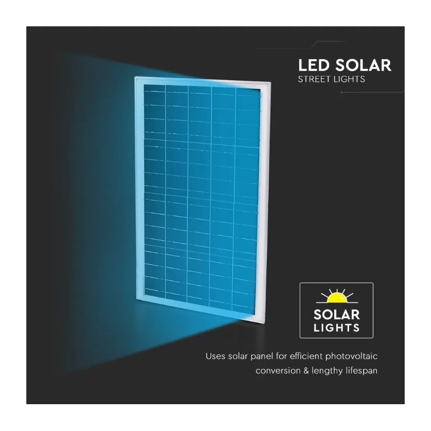 Farola solar LED regulable LED/50W/6,4V 6000K IP65 50000 mAh + mando a distancia