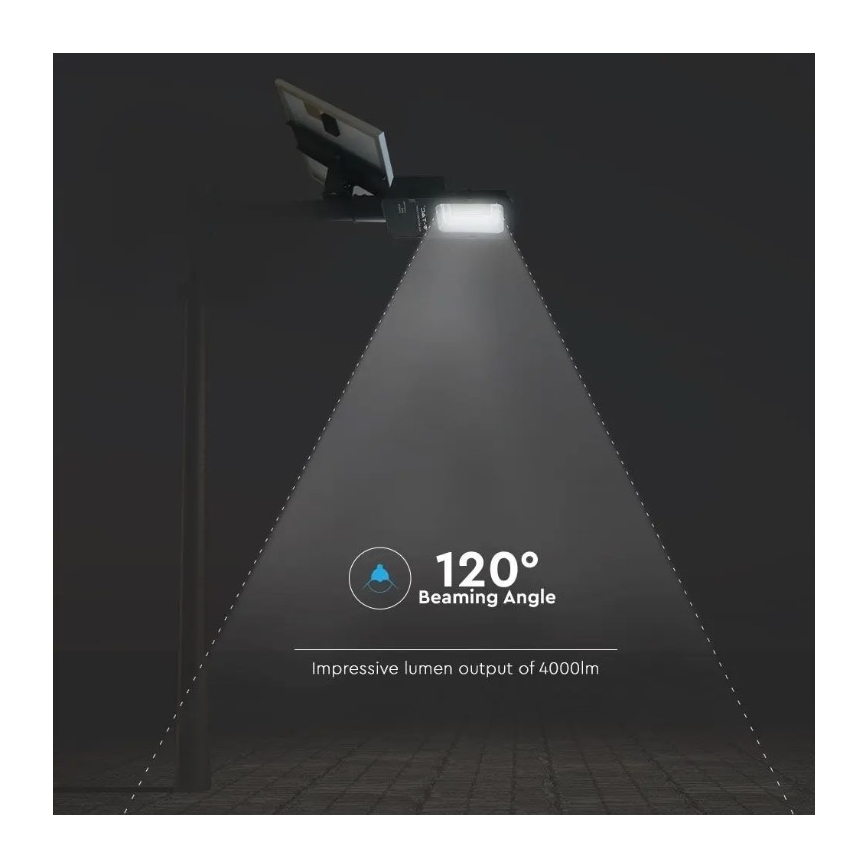 Farola solar LED regulable LED/50W/6,4V 6000K IP65 50000 mAh + mando a distancia