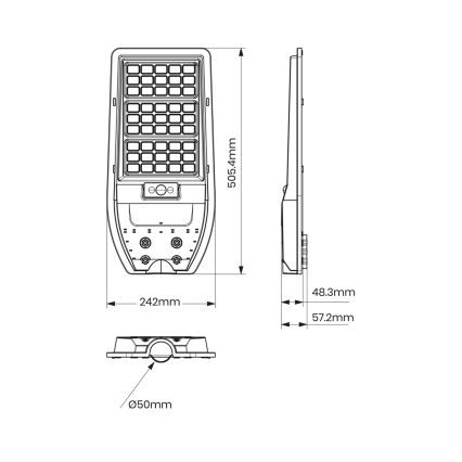 Farola Solar LED VIA 100W/10000 mAh 3,2V 6000K IP65 + mando a distancia