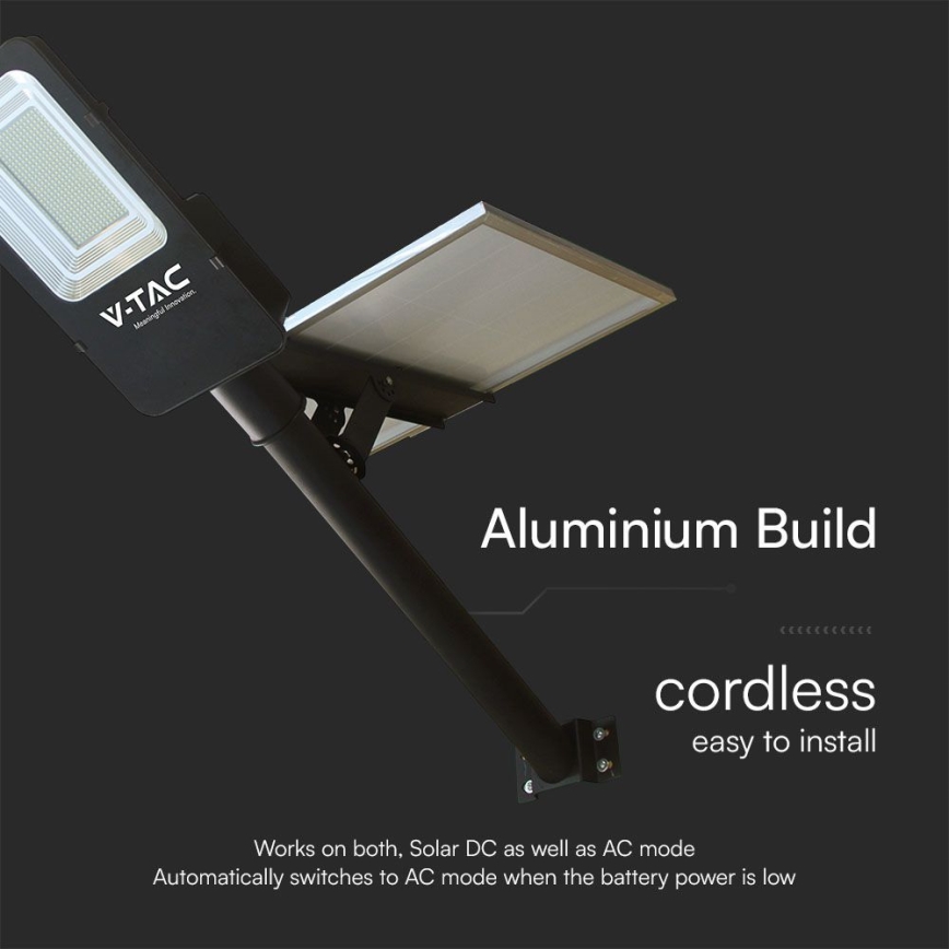 Farola solar híbrida regulable LED/50W/230V 4000K IP65 50000 mAh + control remoto