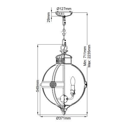 Feiss - Lámpara colgante con cadena ADAMS 3xE14/60W/230V bronce