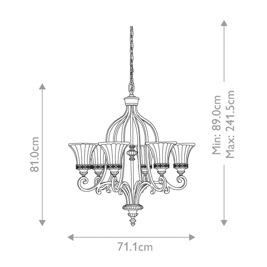 Feiss - Lámpara colgante con cadena DRAWING ROOM 6xE27/60W/230V