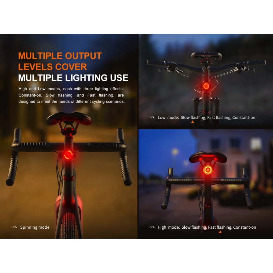 Fenix BC06R - LED Luz de bicicleta regulable y recargable LED/USB IP66 90 lm 24,5 h
