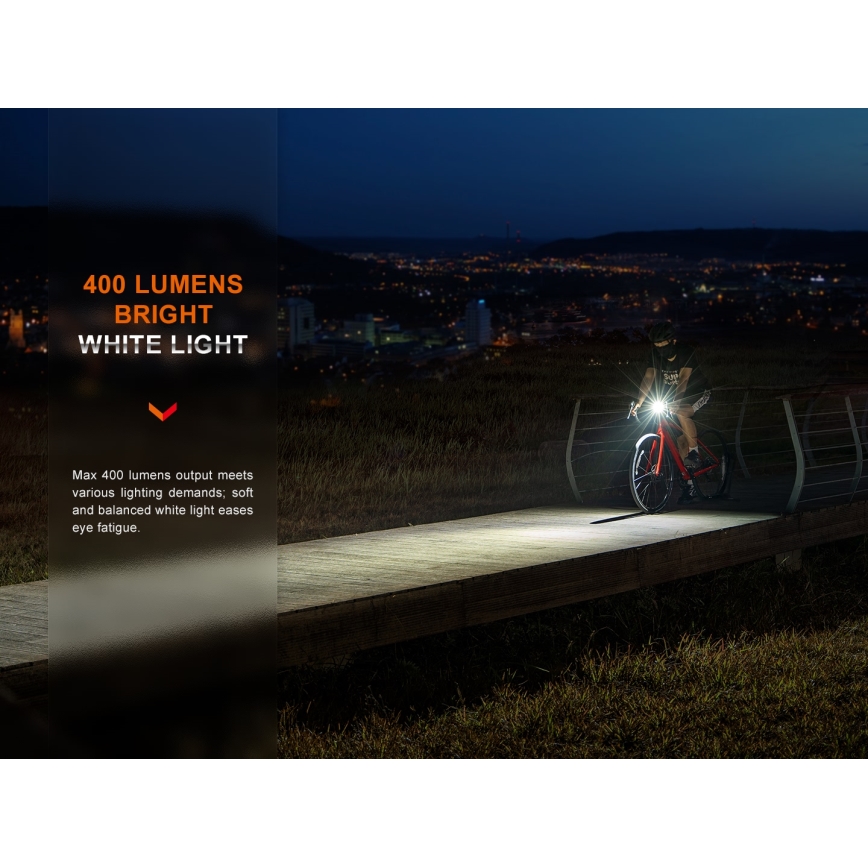 Fenix BC15R- LED Luz de bicicleta regulable y recargable LED/USB IP66 400 lm 31,5 horas