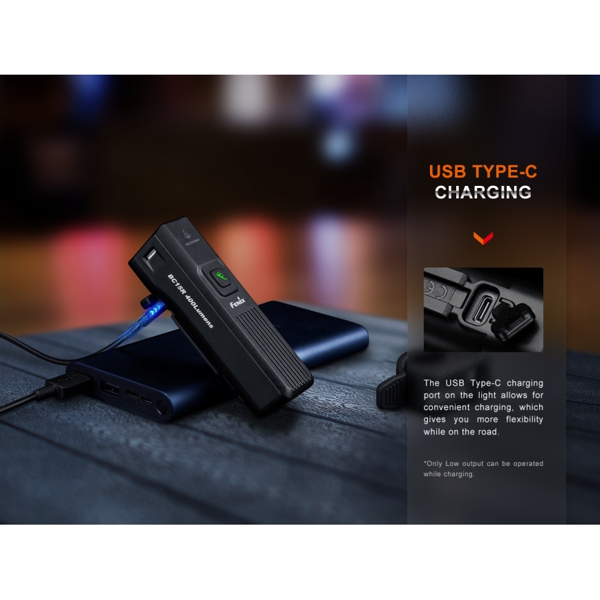 Fenix BC15R- LED Luz de bicicleta regulable y recargable LED/USB IP66 400 lm 31,5 horas