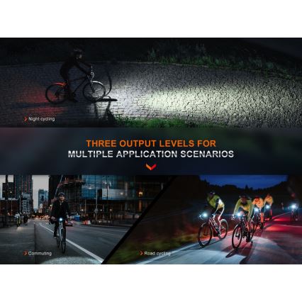 Fenix BC15R- LED Luz de bicicleta regulable y recargable LED/USB IP66 400 lm 31,5 horas