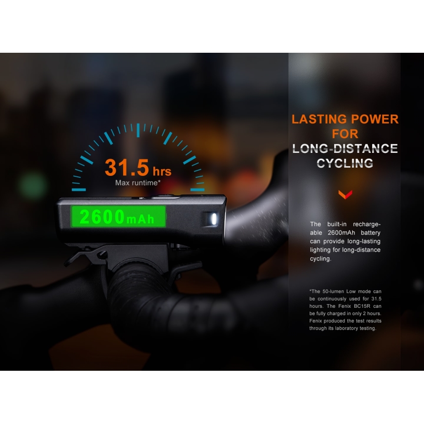 Fenix BC15R- LED Luz de bicicleta regulable y recargable LED/USB IP66 400 lm 31,5 horas